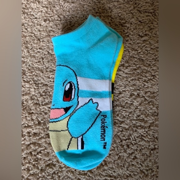 Pokémon ankle sock Pikachu and Squirtle, yellow and blue size 4 to 10‎ - Picture 2 of 3